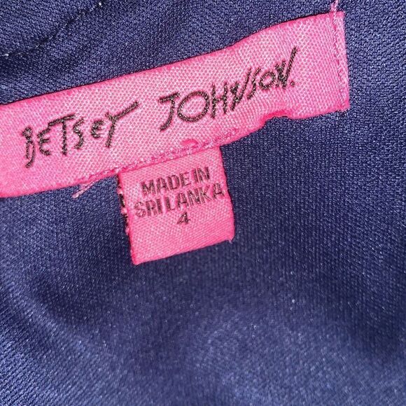 Betsey Johnson Sheer Layered Floral Crochet A-Line Dress Navy Size - Picture 15 of 16